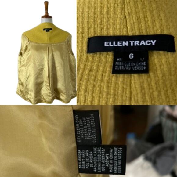 Ellen Tracy Yellow 60s-Inspired Swing Jacket – Wool Blend, Size 6 (S–M) - Picture 5 of 5